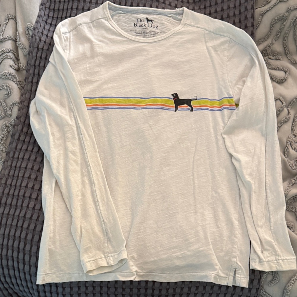 The Black Dog White Shirt with Colorful Stripe